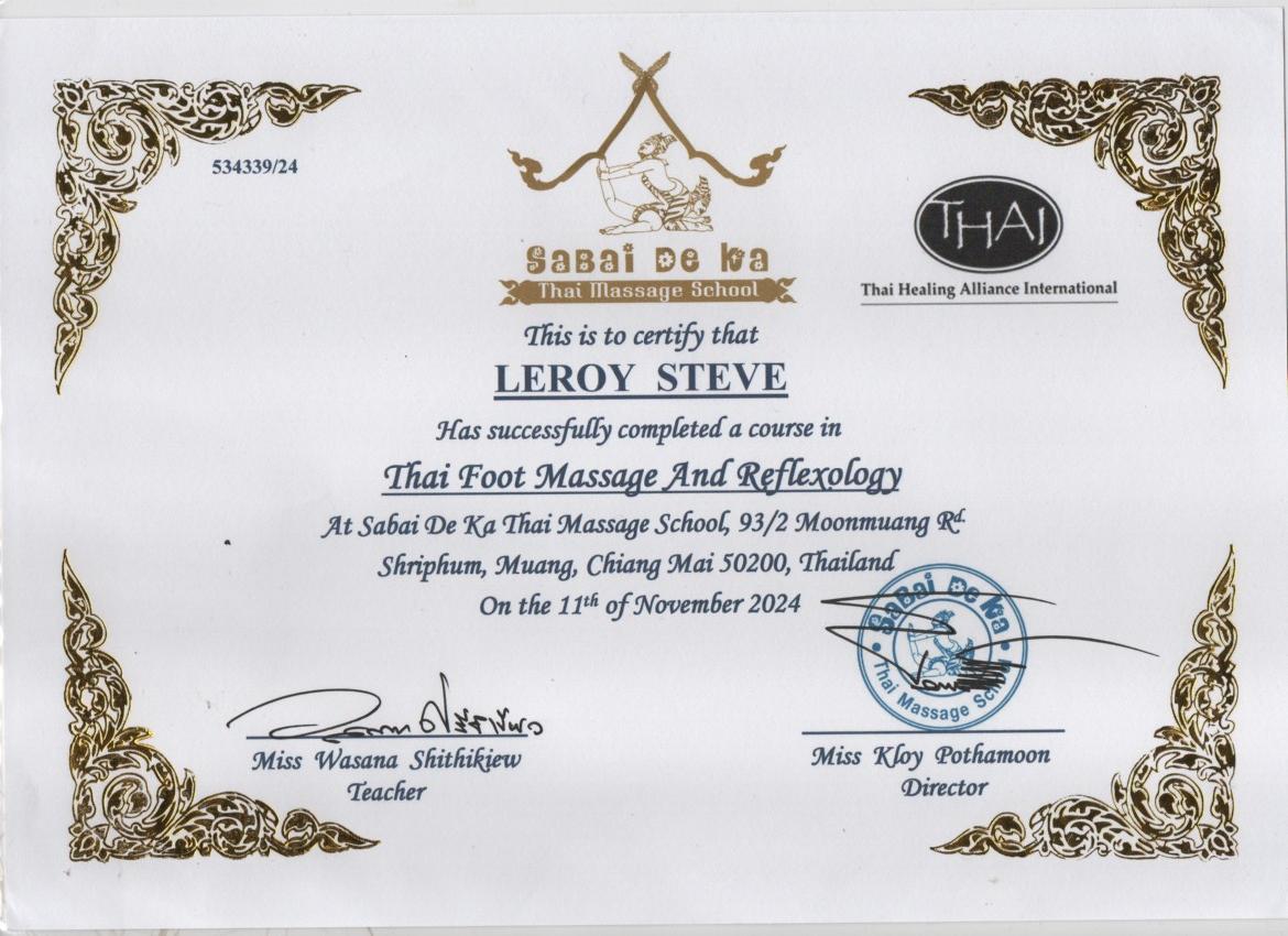Diplôme massage réflexologie